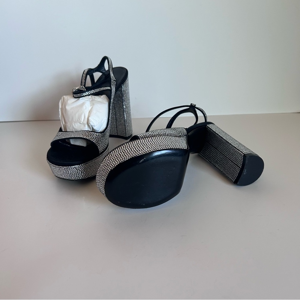 Givenchy Crystal-Embellished Platform Block Heels - Black Silver - Picture 4 of 4